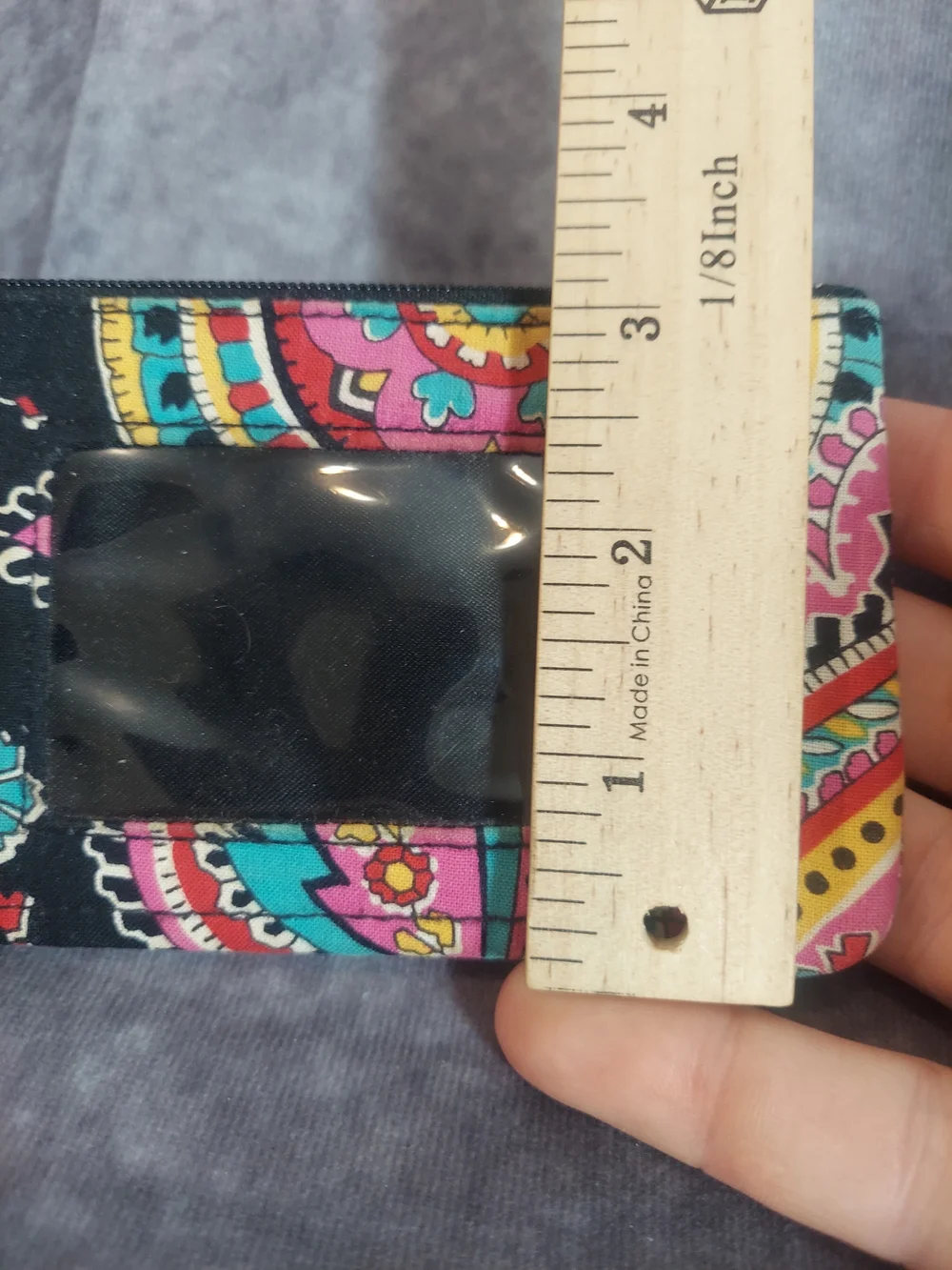Vera Bradley Parisian Paisley Quilted Cotton Zip ID Case Wallet Keychain